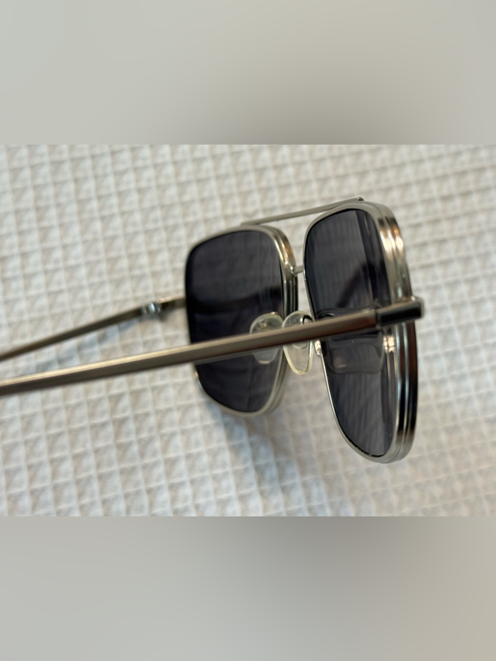 Vintage Silver metal Frame Sunglasses with Dark Blue Lenses - Picture 9 of 12